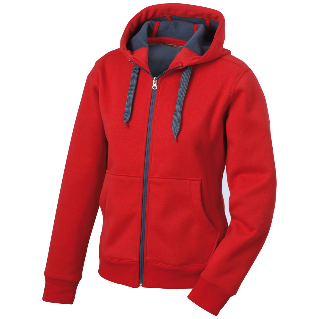 James & Nicholson Herrenjacke JN355 mit Kapuze Gr. XL red/carbon