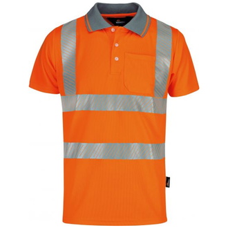 Vizwell Herren Warnschutz Poloshirt VWPS3N Coolpass Gr. 3XL orange