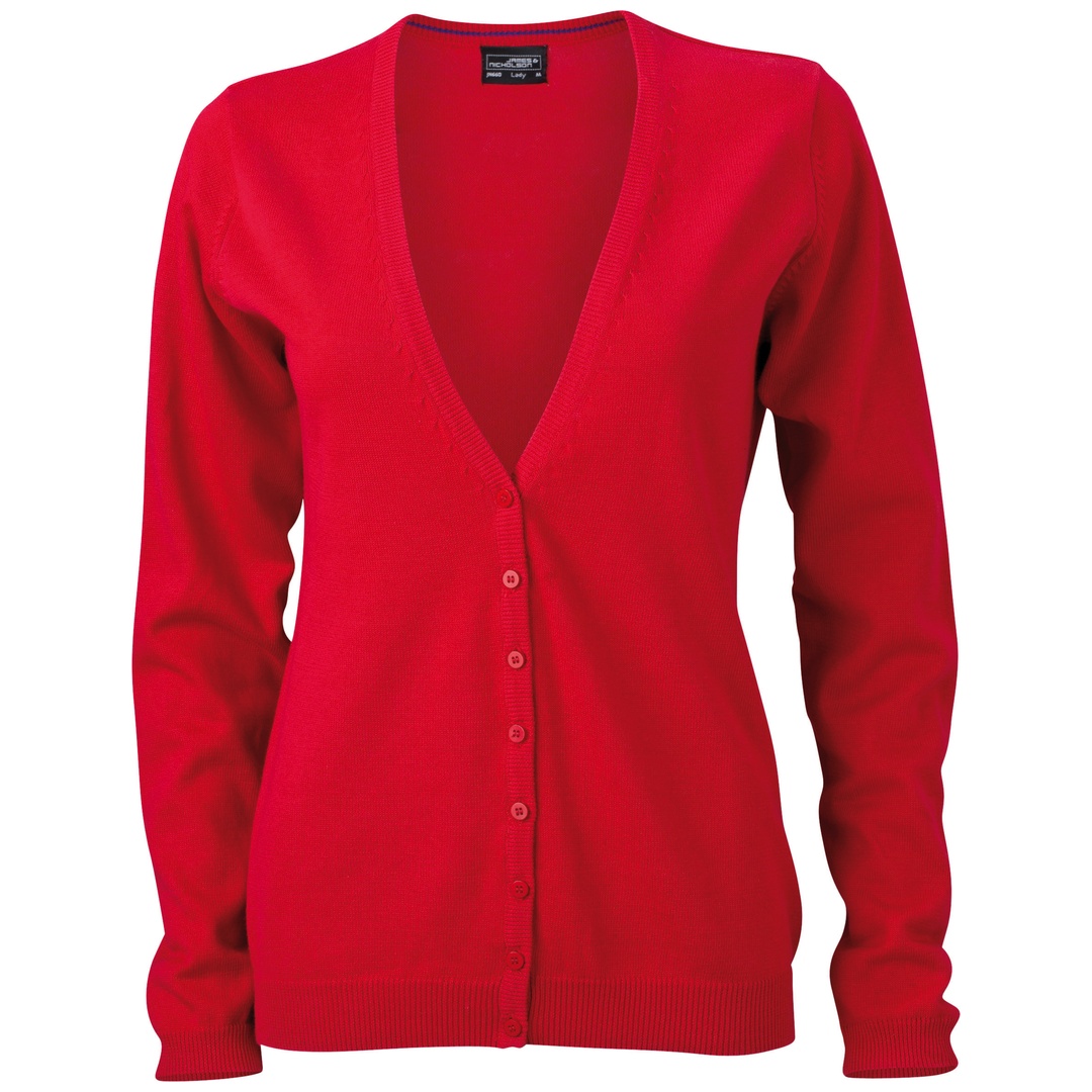 James & Nicholson Klassische Baumwoll-Strickjacke JN660 Gr. M red