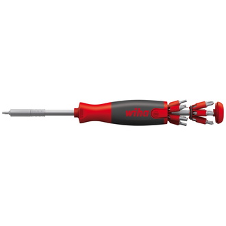 Wiha LiftUp 26one Schraubendreher 13-tlg. mit Doppelbit Set im Griff, Bithalter, Innenvierkant, Innensechskant, PH, PZ, Schlitz, Torx