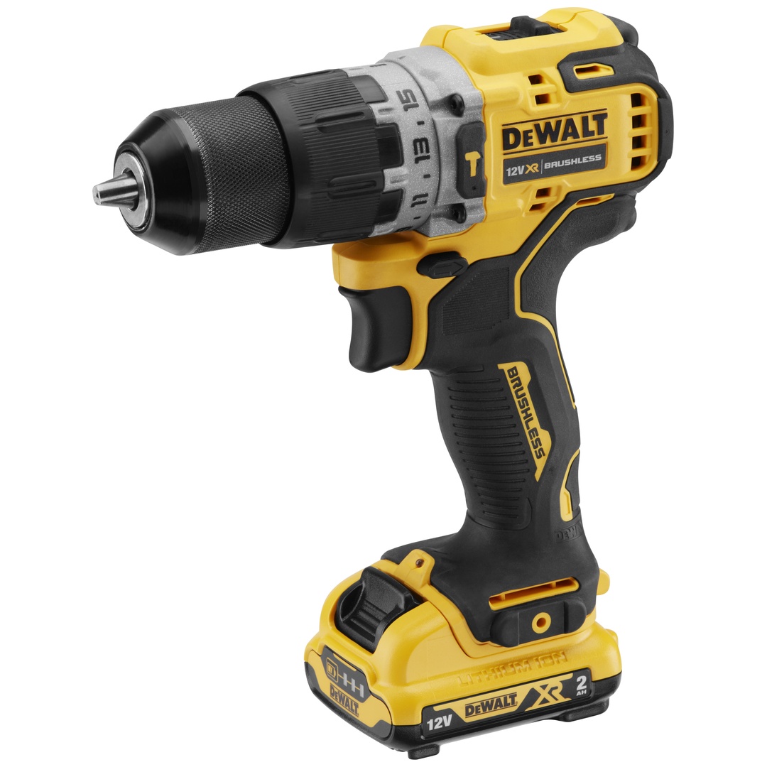 DeWalt Akku-Schlagbohrschrauber 12 V, 2-Gang, incl. 2x Akku 2 Ah, Schnellladegerät, Zubehör, TSTAK-Box