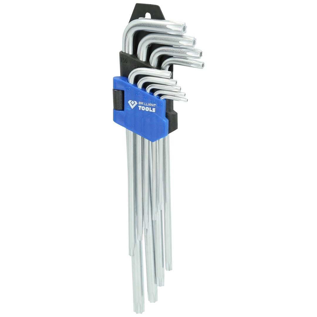 Brilliant Tools Winkelstiftschlüssel-Satz, 9-tlg., TX-Profil, lang