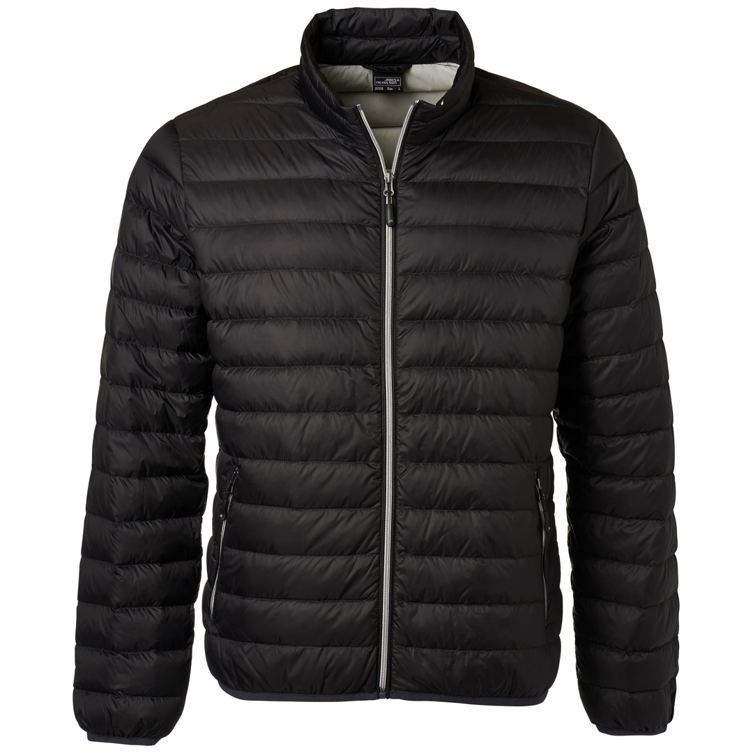 James & Nicholson Mens Down Jacket JN1140 Gr. S black/silver