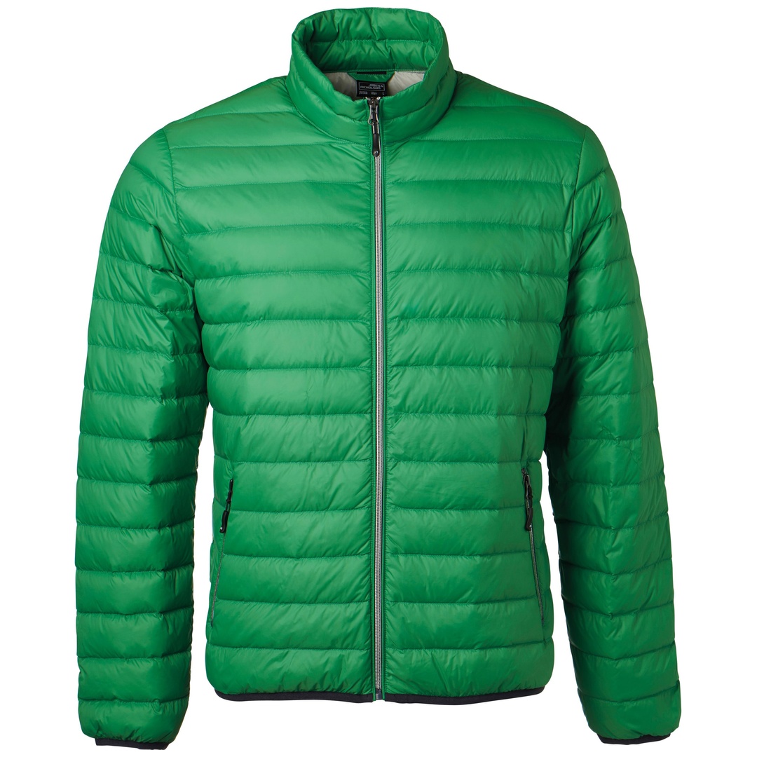 James & Nicholson Mens Down Jacket JN1140 Gr. L fern-green/silver