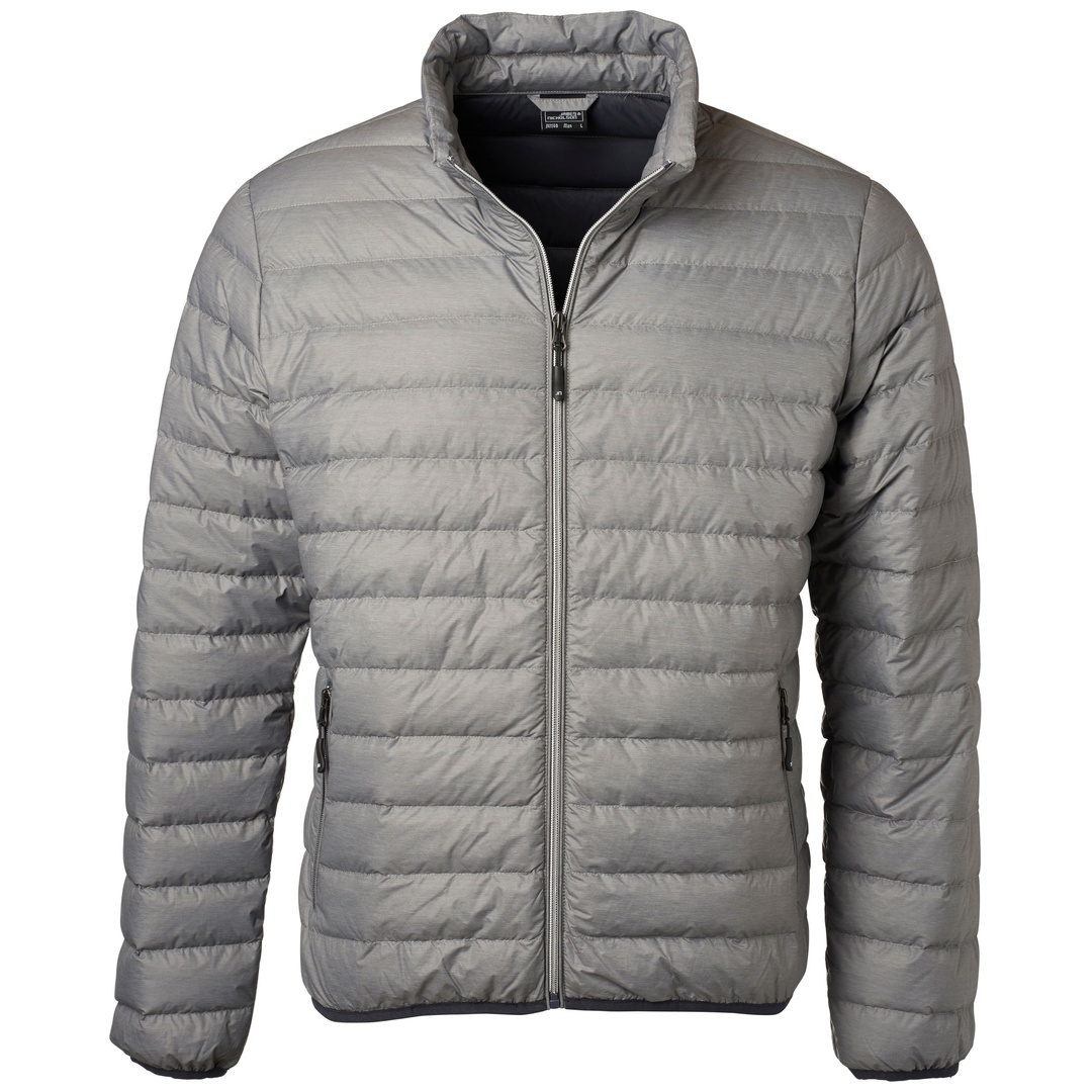 James & Nicholson Mens Down Jacket JN1140 Gr. XL silver-melange/graphite