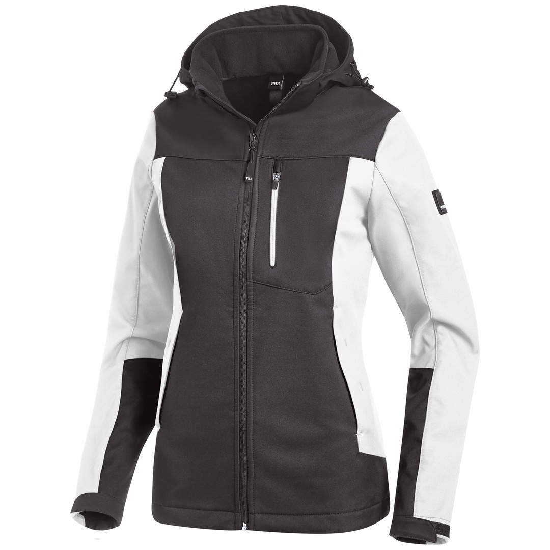 FHB Softshelljacke Damen Julia stark wasserabweisend Gr. XS weiß/anthrazit