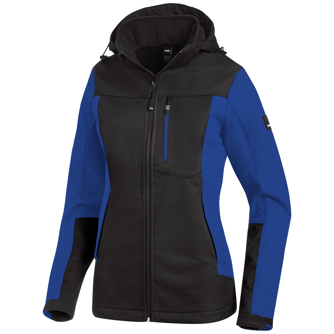 FHB Softshelljacke Damen Julia stark wasserabweisend Gr. S royal/schwarz
