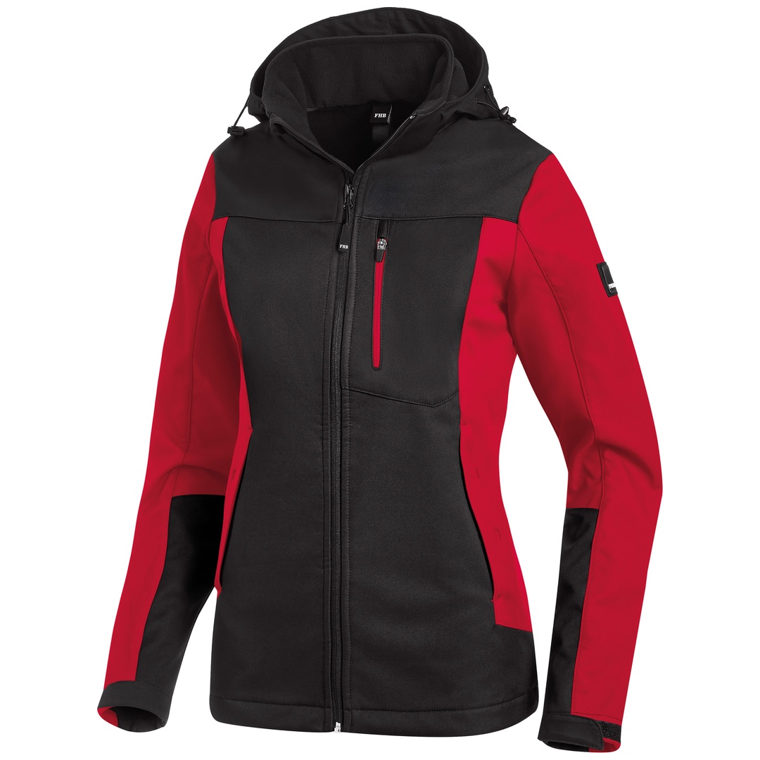 FHB Softshelljacke Damen Julia stark wasserabweisend Gr. S rot/schwarz