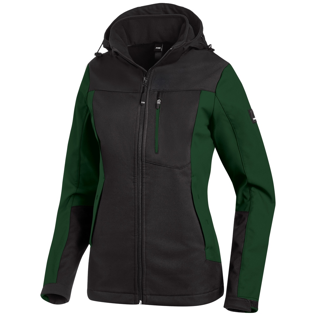 FHB Softshelljacke Damen Julia stark wasserabweisend Gr. S grün/schwarz