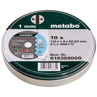 Metabo Satz=10xTrennscheiben SP 115x1,0x22,23 Inox, TF 41 , in Blechdose