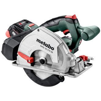 Metabo Akku-Metall-Handkreissäge MKS 18 LTX 58, incl. 2x Akku LiHD 5,5 Ah, Ladegerät, Parallelanschlag, Zubehör, metaBOX