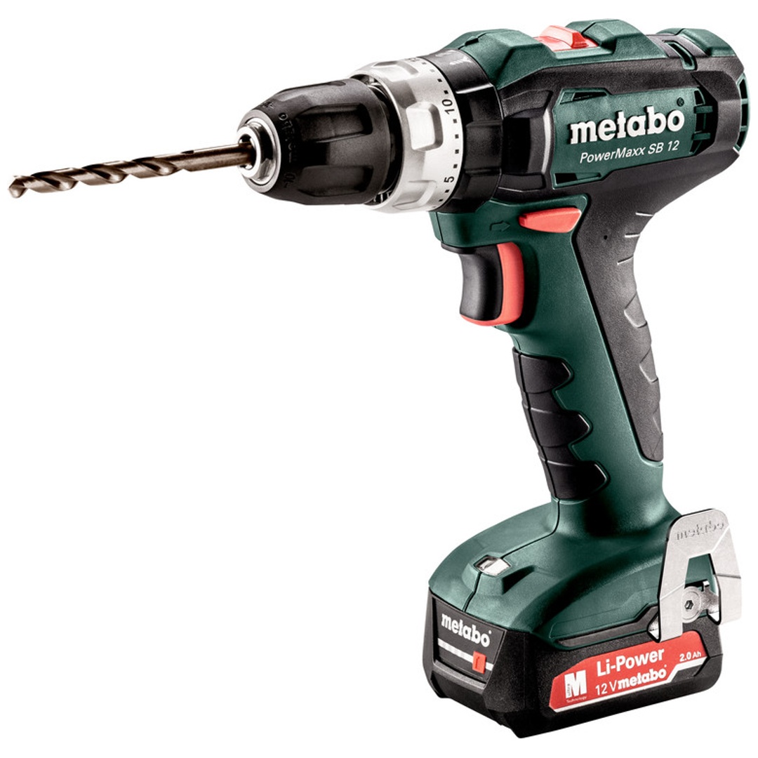 Metabo Akku-Schlagbohrschrauber PowerMaxx SB 12, incl. 2x Akku Li-Power 2 Ah, Ladegerät, Zubehör, metaBOX