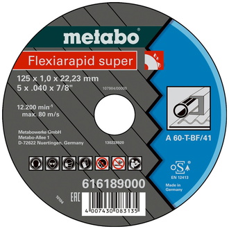 Metabo Flexiarapid super 125x1,0x22,23 Stahl, Trennscheibe, gerade Ausführung