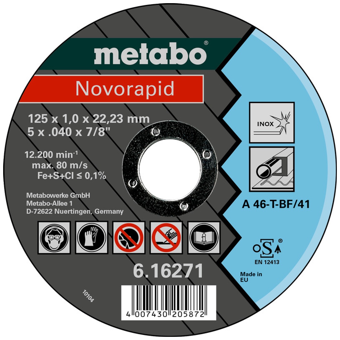 Metabo Trennscheibe Novorapid 125 x 1,0 x 22,23 Inox, TF 41