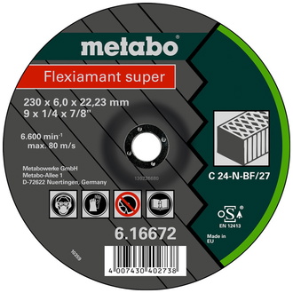 Metabo Flexiamant super 230x6,0x22,23 Stein, Schruppscheibe, gekröpfte Ausführung