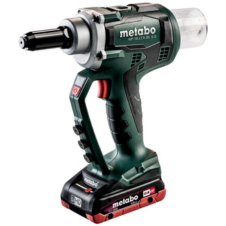 Metabo Akku-Blindnietpistole NP 18 LTX BL 5.0, metaBOX 145 L, 18V 2x4Ah LiHD + ASC 55