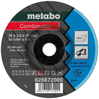 Metabo 3 Combinator 76x2,0x10 mm, Inox, Trenn- u. Schruppscheibe, gerade Ausführung