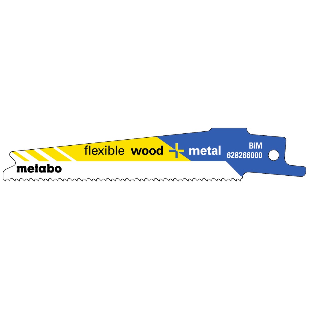 Metabo 5 Säbelsägeblätter flexible wood + metal 100 x 0,9 mm, BiM, 1.41-1.81 mm/ 14-18 TPI