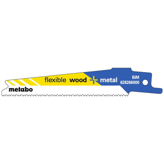 Metabo 5 Säbelsägeblätter "flexible wood + metal" 100 x 0,9 mm, BiM, 1.41-1.81 mm/ 14-18 TPI