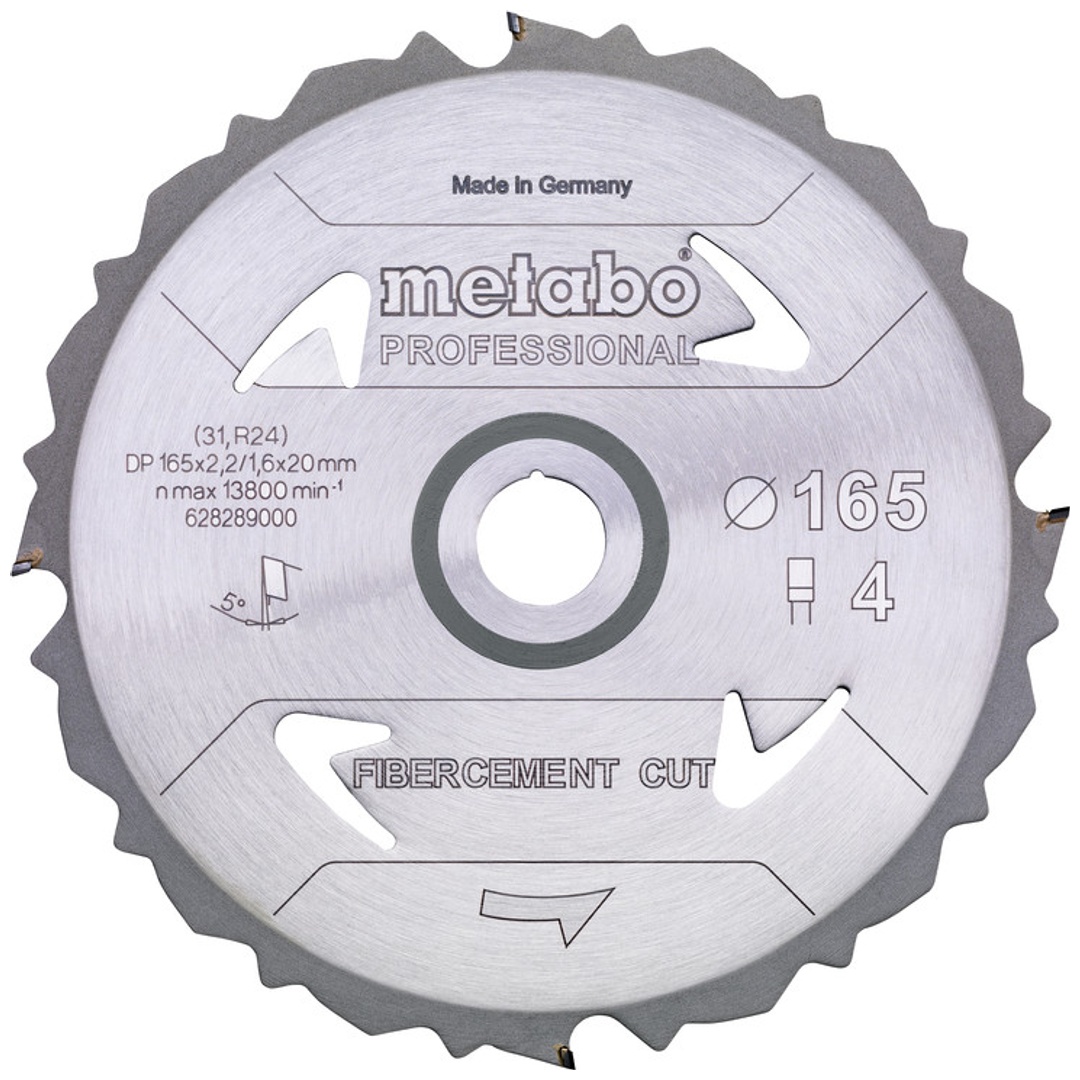 Metabo Sägeblatt fibercement cut - professional, 165x20 Z4 PCD FZ 5°