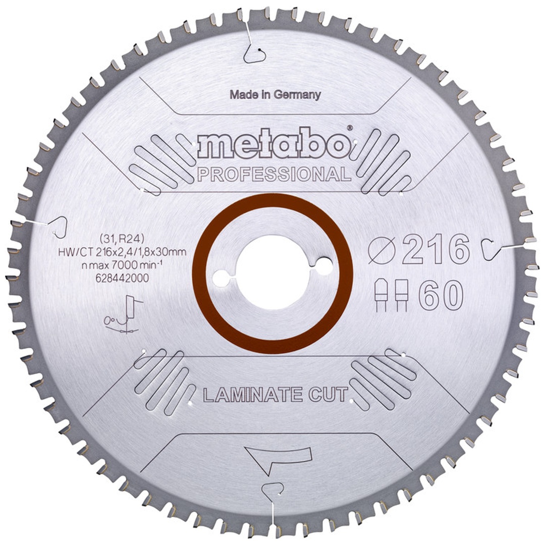 Metabo Sägeblatt laminate cut - professional, 216x30 Z60 FZ/TZ 0°