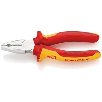 Knipex Kombizange Chrom-Vanadin isoliert mit Mehrkomponenten-Hüllen, VDE-geprüft verchromt 160 mm