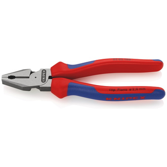 Knipex Kraft-Kombizange, mit Mehrkomponenten-Hüllen, schwarz atramentiert 180 mm