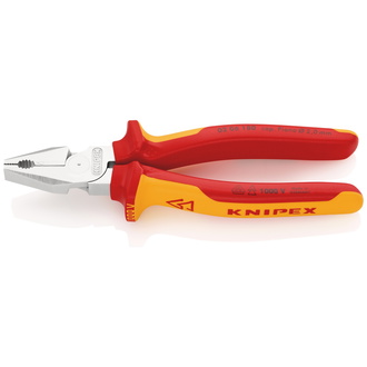 Knipex Kraft-Kombizange isoliert mit Mehrkomponenten-Hüllen, VDE-geprüft verchromt 180 mm