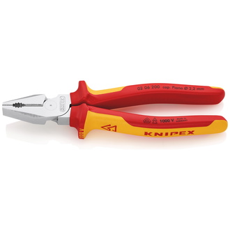 Knipex Kraft-Kombizange isoliert mit Mehrkomponenten-Hüllen, VDE-geprüft verchromt 200 mm