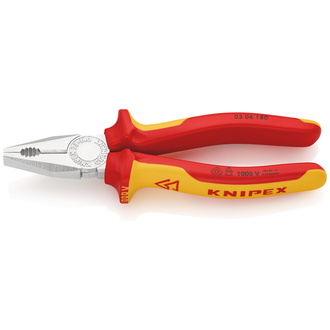 Knipex Kombizange isoliert mit Mehrkomponenten-Hüllen, VDE-geprüft verchromt 180 mm