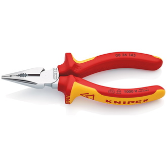 Knipex Spitz-Kombizange isoliert mit Mehrkomponenten-Hüllen, VDE-geprüft verchromt 145 mm