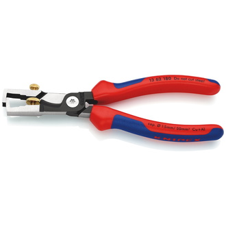 Knipex StriX Abisolierzangen mit Kabelschere, mit Mehrkomponenten-Hüllen, schwarz atramentiert 180 mm