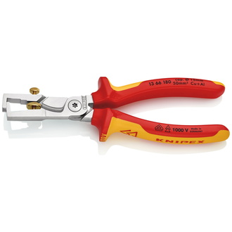 Knipex StriX Abisolierzangen mit Kabelschere isoliert mit Mehrkomponenten-Hüllen, VDE-geprüft verchromt 180 mm