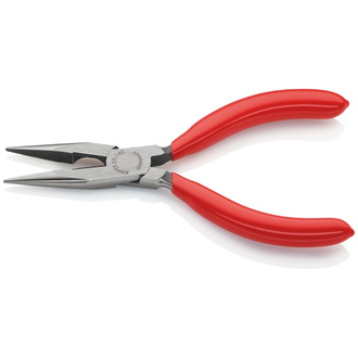 Knipex Flachrundzange mit Schneide (Radiozange), mit Kunststoff überzogen, schwarz atramentiert, 140 mm (SB-Karte/Blister)