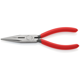 Knipex Flachrundzange mit Schneide (Radiozange), mit Kunststoff überzogen, schwarz atramentiert, 160 mm, flach-runde Backen