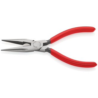 Knipex Flachrundzange mit Schneide (Radiozange), mit Kunststoff überzogen, schwarz atramentiert, 160 mm (SB-Karte/Blister), Art.Nr. 25 01 160 SB