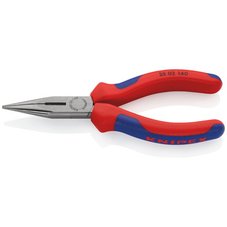 Knipex Flachrundzange mit Schneide (Radiozange), mit Mehrkomponenten-Hüllen, schwarz atramentiert 140 mm