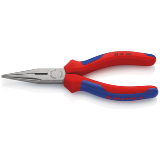 Knipex Flachrundzange mit Schneide (Radiozange), mit Mehrkomponenten-Hüllen, schwarz atramentiert 160 mm