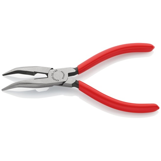 Knipex Flachrundzange mit Schneide (Radiozange), mit Kunststoff überzogen, schwarz atramentiert, 160 mm (SB-Karte/Blister), Art.Nr. 25 21 160 SB