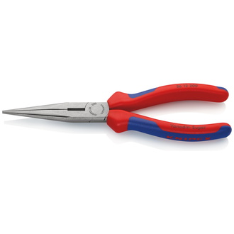 Knipex Flachrundzange mit Schneide (Storchschnabelzange), mit Mehrkomponenten-Hüllen, schwarz atramentiert 200 mm, flach-runde Backen