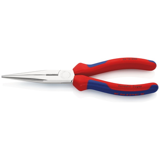 Knipex Flachrundzange mit Schneide (Storchschnabelzange), mit Mehrkomponenten-Hüllen, verchromt 200 mm, flach-runde Backen