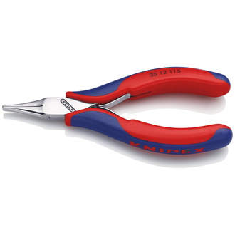 Knipex Elektronik-Greifzange, mit Mehrkomponenten-Hüllen, 115 mm, flache, breite Backen