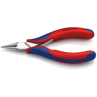 Knipex Elektronik-Greifzange, mit Mehrkomponenten-Hüllen, 115 mm, runde, spitze Backen