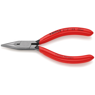 Knipex Greifzange für Feinmechanik, mit Kunststoff überzogen, schwarz atramentiert, 125 mm, flach-runde Backen