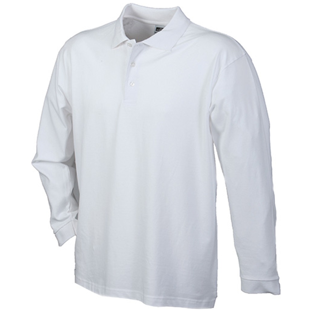James & Nicholson Polo-Piqué Heavy Longsleeved JN022 Gr. 2XL white