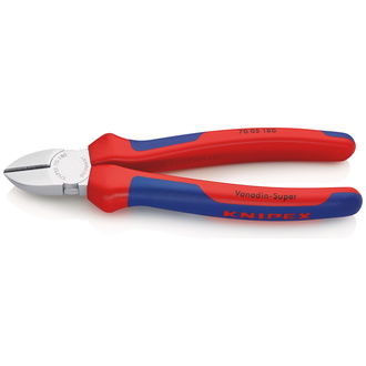 Knipex Seitenschneider, mit Mehrkomponenten-Hüllen, verchromt 180 mm