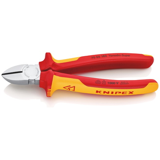 Knipex Seitenschneider isoliert mit Mehrkomponenten-Hüllen, VDE-geprüft verchromt 180 mm