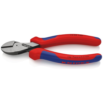 Knipex X-Cut Kompakt-Seitenschneider hochübersetzt, mit Mehrkomponenten-Hüllen, schwarz atramentiert 160 mm