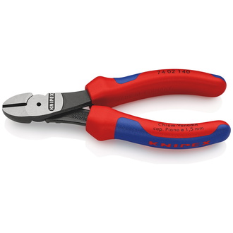 Knipex Kraft-Seitenschneider, mit Mehrkomponenten-Hüllen, schwarz atramentiert 140 mm