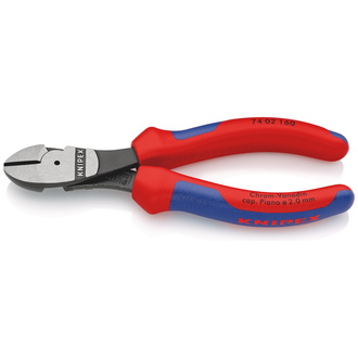 Knipex Kraft-Seitenschneider, mit Mehrkomponenten-Hüllen, schwarz atramentiert 160 mm, Art.Nr. 74 02 160